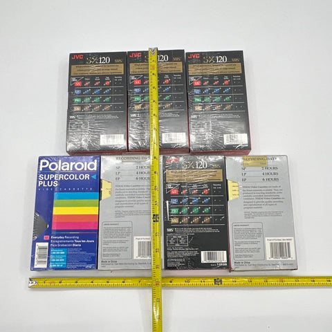 JVC Polaroid Tozai VHS T-120 Blank Cassette Tapes Lot of 7 Factory Sealed