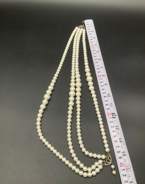 Vintage Mid-Century Faux Pearl 4-Strand Necklace & Wrap Bracelet Demi Parure