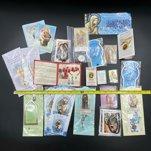 Catholic Religious Devotional Lot 23 Pieces Rosaries Medals Cards St. Anthony