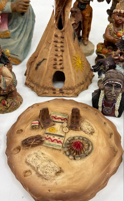 Vintage Lot Castagna Resin Figurines Native American Western Cowboy 1990s