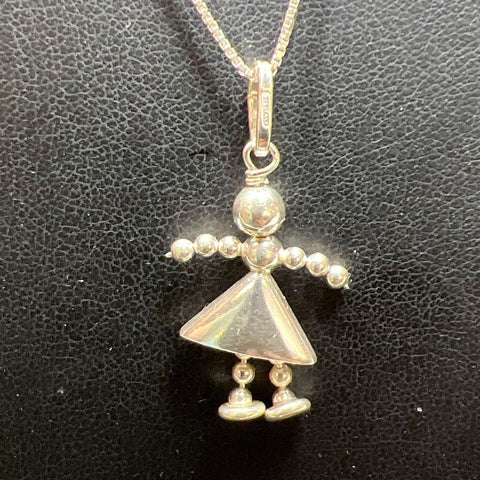 925 Sterling Silver Girl Pendant Necklace 4.45g