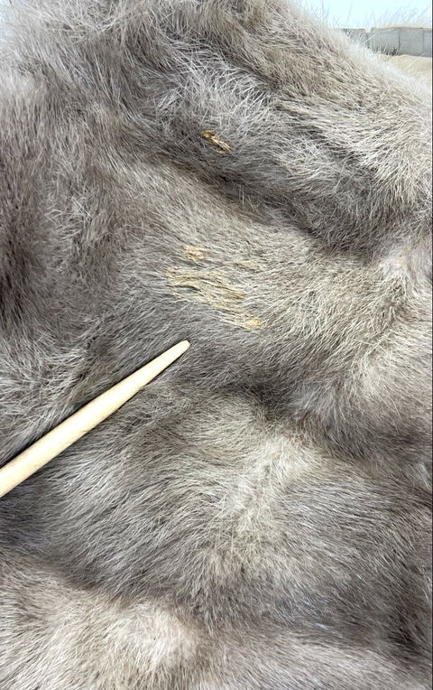 Vintage Royal Furs Women's Real Fur Shawl Stole Gray Taupe Handstitched Salinas