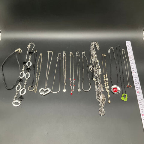 Vintage to Modern Mixed Costume Jewelry Necklace Lot 15pc Heart Rose Y2K Charms