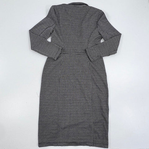 Max Studio Women's Black White Micro Check Blazer Dress Long Sleeve NWT Sz M