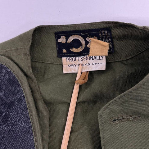 Vintage 10X Green Canvas Padded Shooting Hunting Field Coat Men's