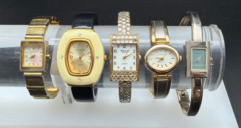 Vintage Joan Rivers Nine West Women's Quartz Watch Lot 5 Gold Tone