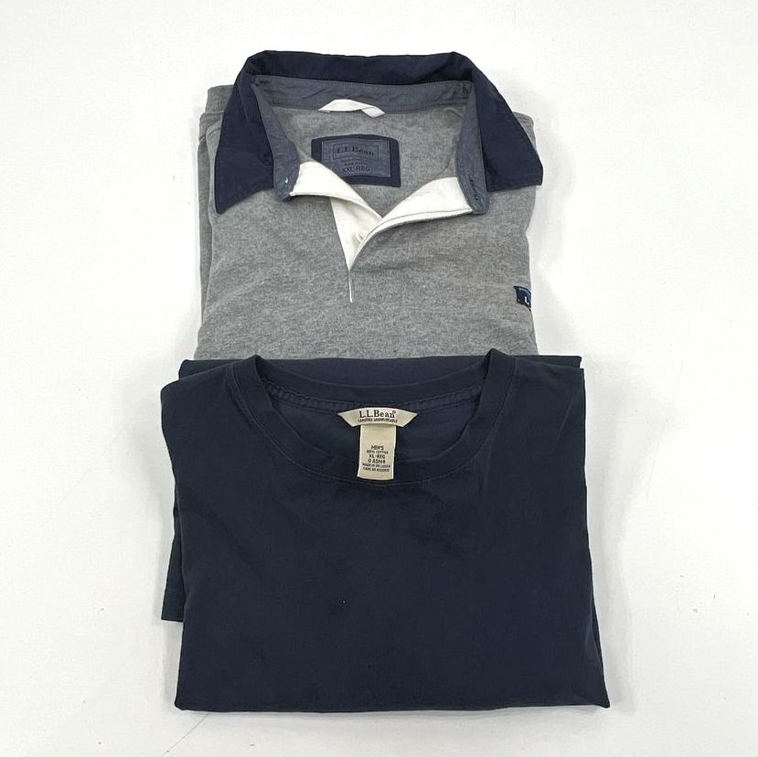 L.L. Bean Mens Shirt Lot Rugby Polo & Tee Size XL XXL Gray Navy Blue