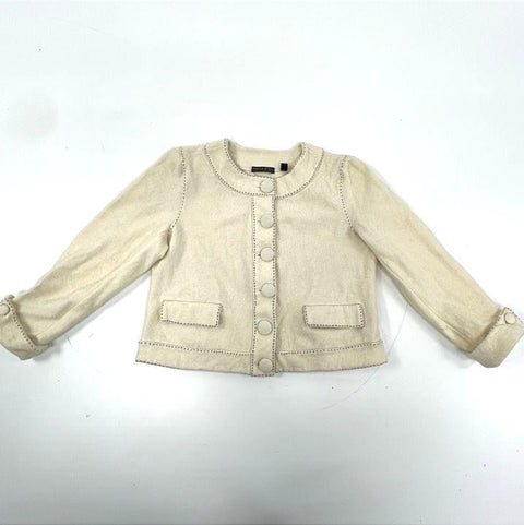 Vintage Pamela Dennis Private Client Women's Cream Wool Cropped Jacket Sz M