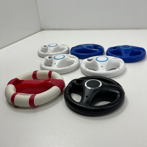 Official Nintendo Wii Wheel Lot of 7 Attachments Mario Kart Nerf Black Blue