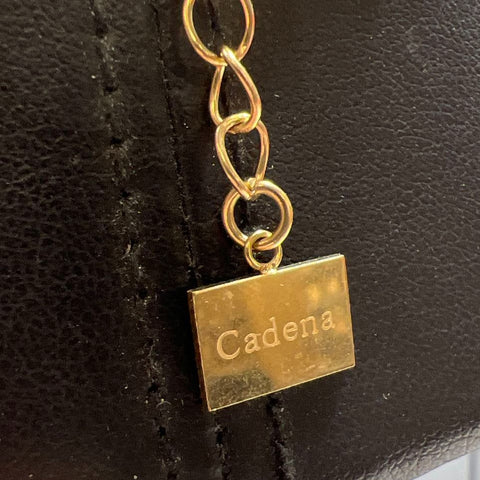 Vintage Cadena Signed Gold Tone Blue Cabochon Rhinestone Curb Chain Necklace