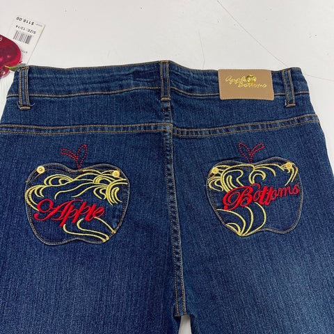 Apple Bottoms Women's Blue Embroidered Bootcut Jeans Size 13/14 NWT
