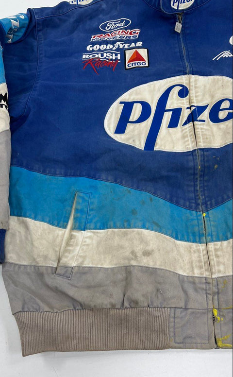 Vintage Y2K Chase Authentics NASCAR Mark Martin #6 Pfizer Jacket Blue Men's XXL