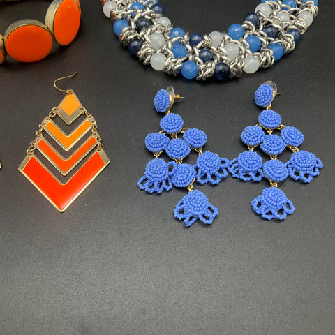 Statement Jewelry Lot 9 Pcs Bohemian Beaded Necklaces Dangle Earrings Bracelet