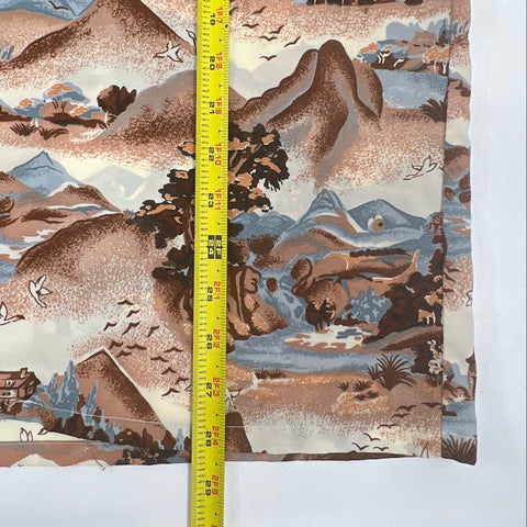 Vintage 70s JCPenny Scenic Landscape Print Button Up Shirt Sz M
