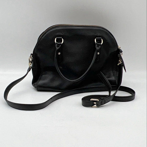 Kate Spade Black Pebbled Leather Dome Satchel Crossbody Bag Gold Hardware