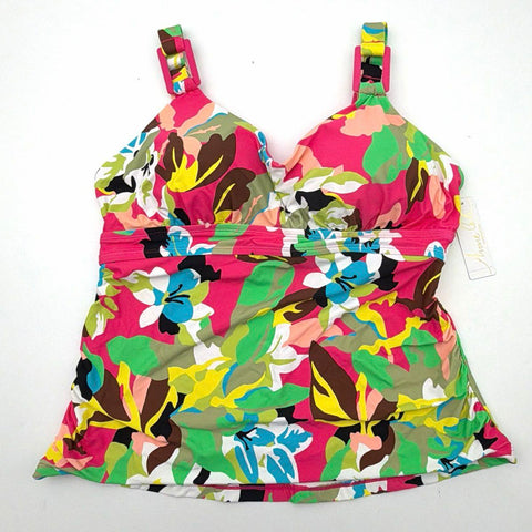Anne Cole Women's Multicolor Floral Tankini Swimsuit Top Ruched NWT Sz 16W