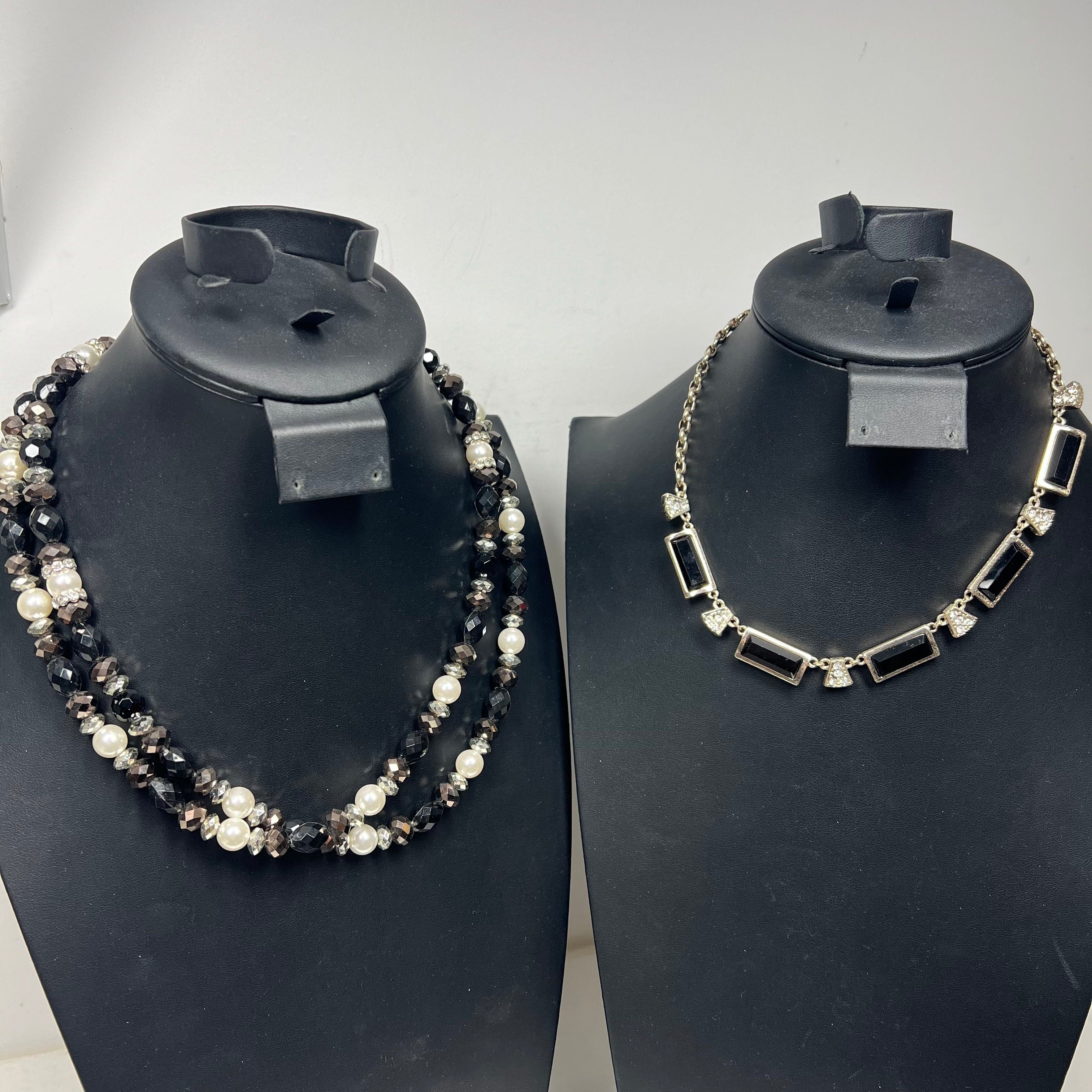 Lot White House Black Market Silver Gold Tone Beaded Statement Long Necklaces