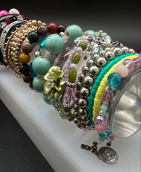 Mixed Costume Jewelry Bracelet Lot 45+ Pcs Beaded Bangle Cuff Monster High Charm