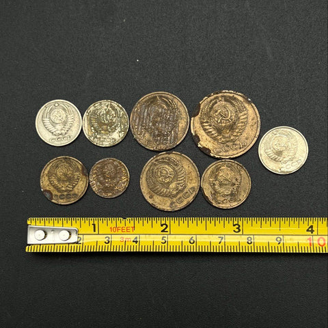 Vintage USSR CCCP Soviet Union Coin Lot 9 Pieces 1-10 Kopeks 1967-1974