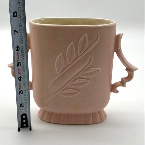 Red Wing 1174 Double Handled Vase Pink Ceramic Art Pottery Mid Century USA