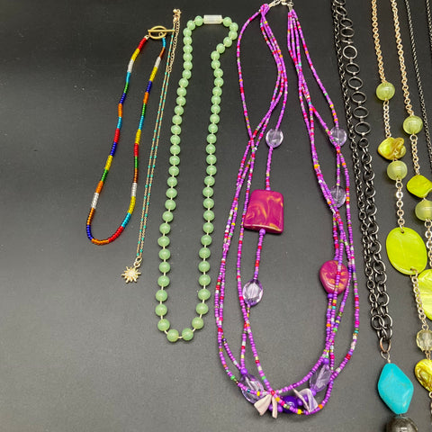 Natural Life Boho Beaded Statement Necklace Lot of 10 Tassels Pendants Eclectic