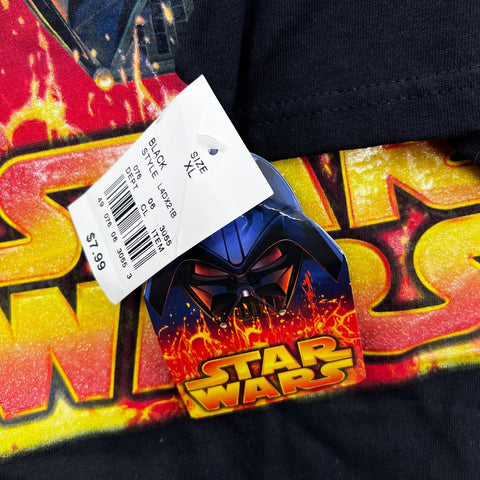 Star Wars Men's Black Darth Vader Graphic Flame Logo T-Shirt Sz XL NWT