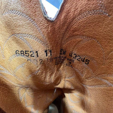 Justin 68521 Brown Leather Western Cowboy Boots Vibram Sole USA Made Size 11 EW