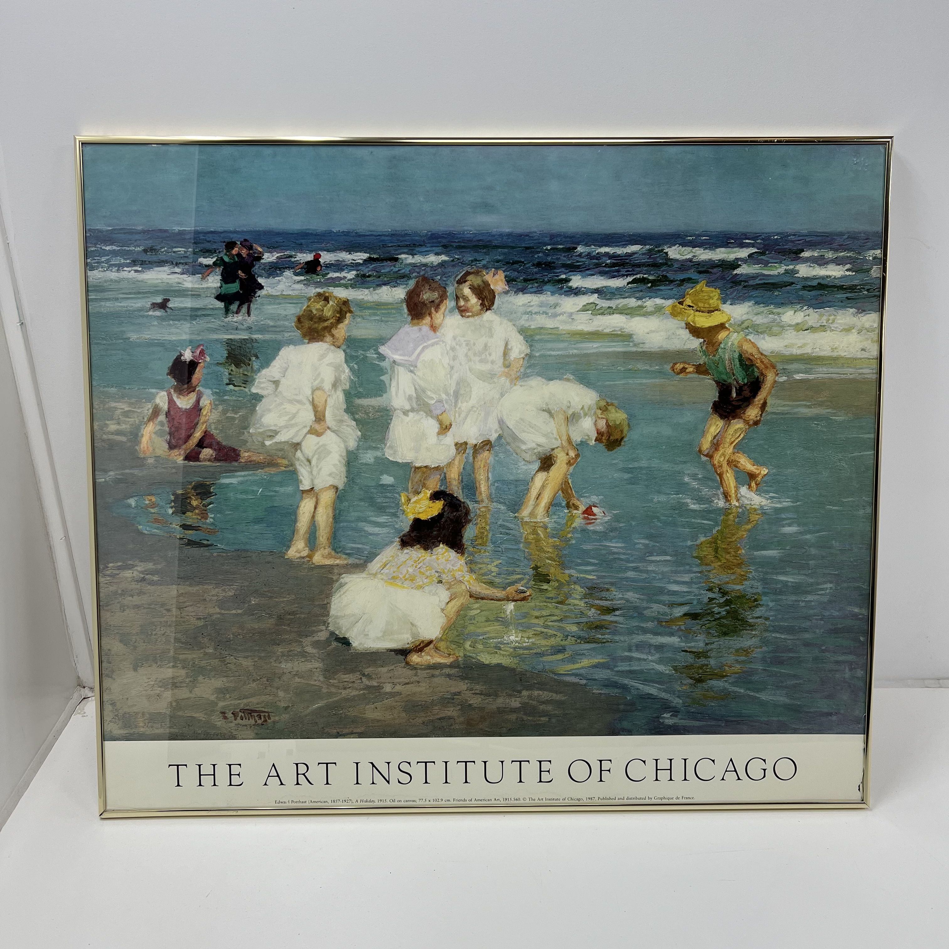 VTG The Art Institute of Chicago Exhibit Poster A Holiday by Potthast Framed