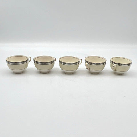 Johnson Brothers England Ceramic Tea Cup Lot 5 Pieces Geometric Gold Trim
