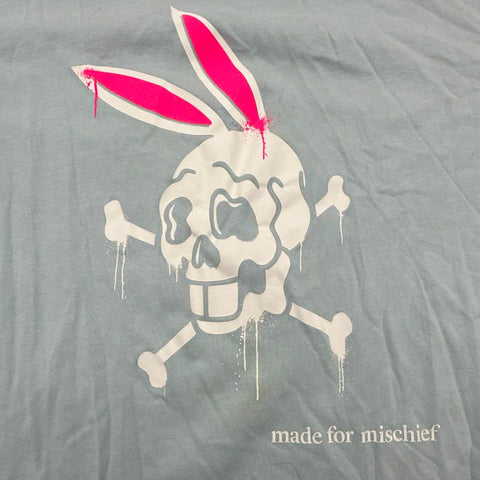 Psycho Bunny Men's Light Blue Pima Cotton Graphic T-Shirt Made for Mischief Sz 5