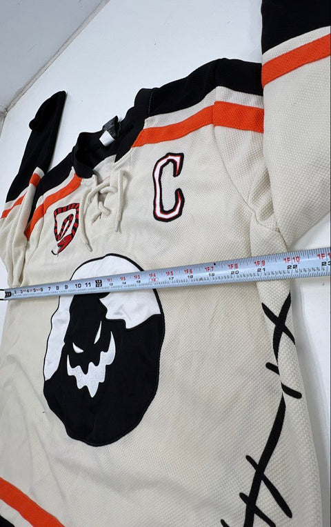 Disney Nightmare Before Christmas Oogie Boogie Hockey Jersey Cream Orange Sz SM