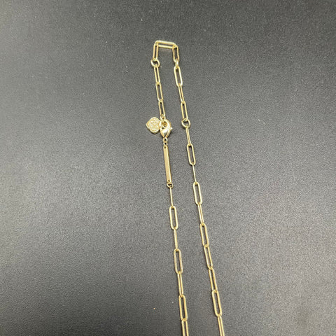 Kendra Scott Elisa Pink Enamel Frame Gold Tone Paperclip Chain Necklace