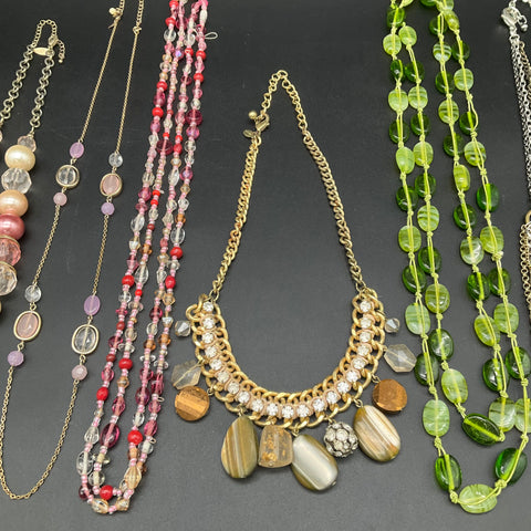 Vintage to Modern Costume Jewelry Lot 1.2 lbs 11 Necklaces J.Crew Beaded