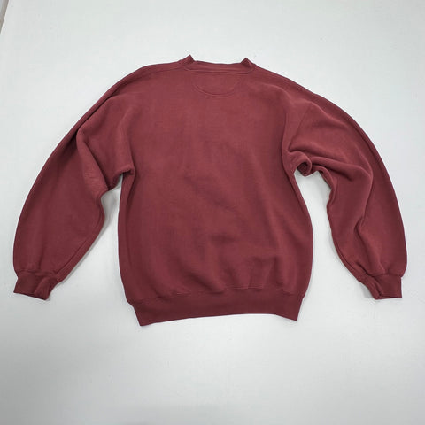 Vintage 90s Kansas Jayhawks Embroidered NCAA College Crewneck Sweatshirt Red