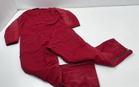 Vintage 80s Berco Quilt Lined Insulated Work Coveralls Red Sz L Regular