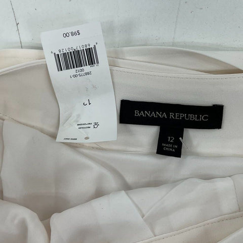 NWT Banana Republic Ivory Pleated Tie Waist Midi Skirt Women's Size 12