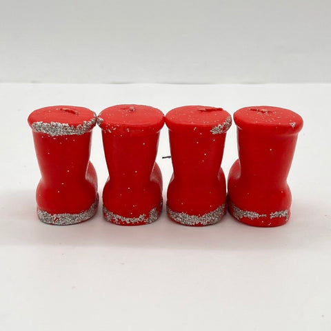 Vintage Christmas Boot Candles Lot 4 Red Wax Figurines With Original Box Japan