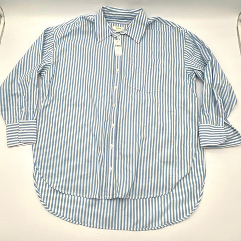 Maeve Women's Blue Striped Long Sleeve Button Down Shirt Sz M NWT
