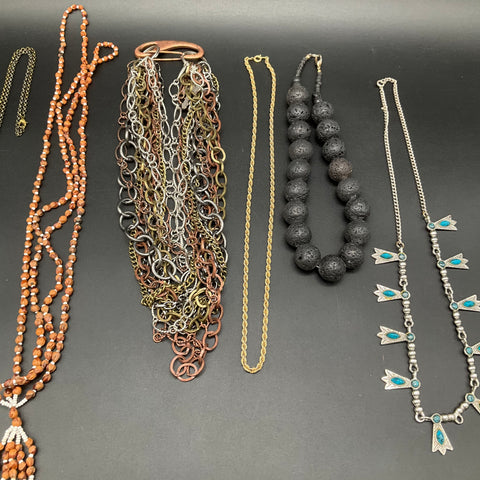 Vintage to Modern Costume Necklace Lot of 6 Southwestern Multi Chain Beaded