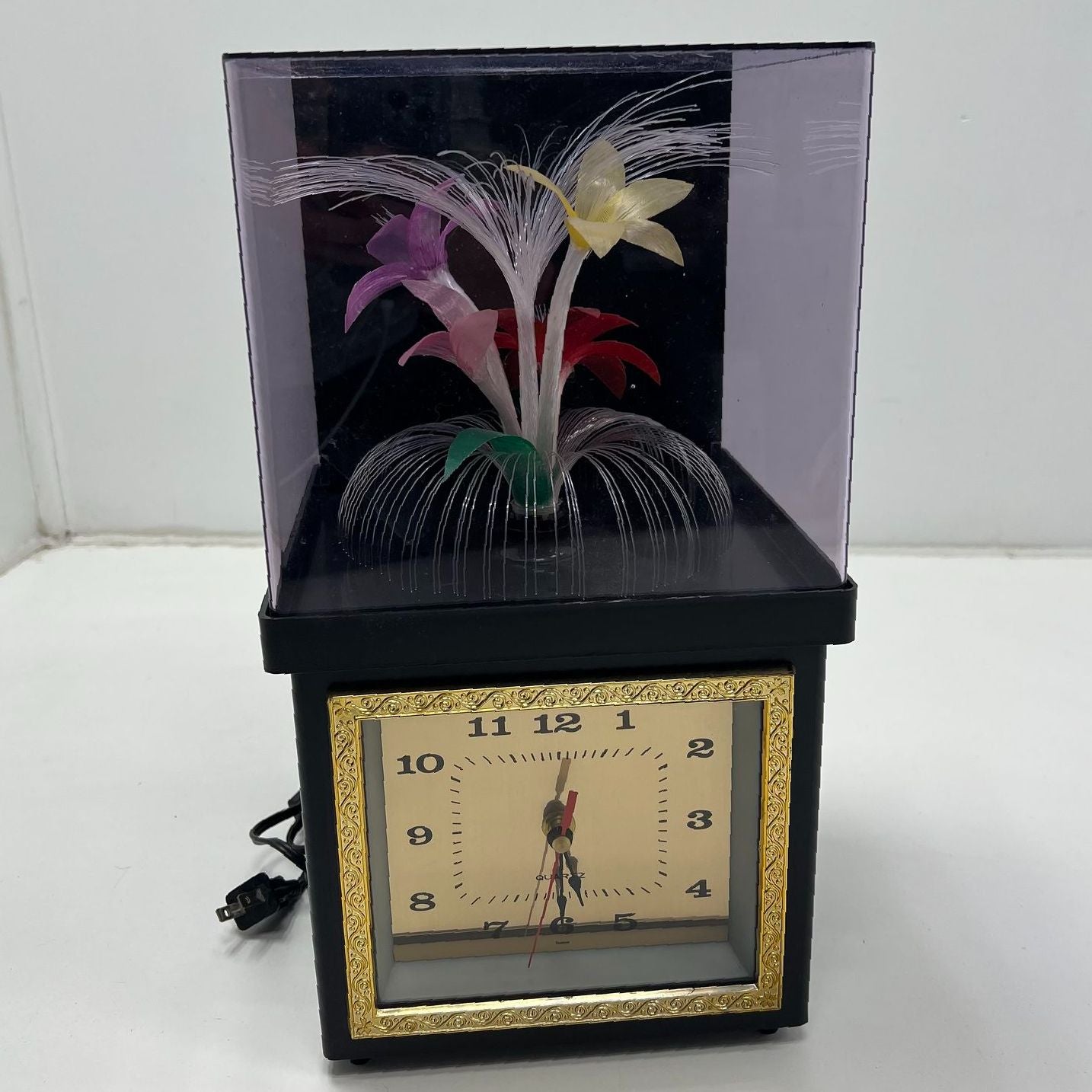 Vintage Fiber Optic Spinning Motion Lamp Clock *Working