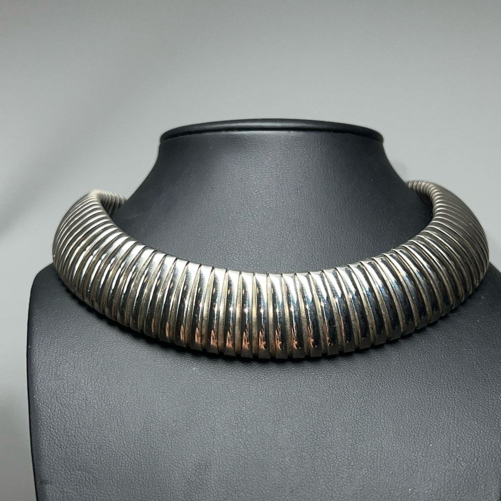 Silver Tone Gas Pipe Necklace