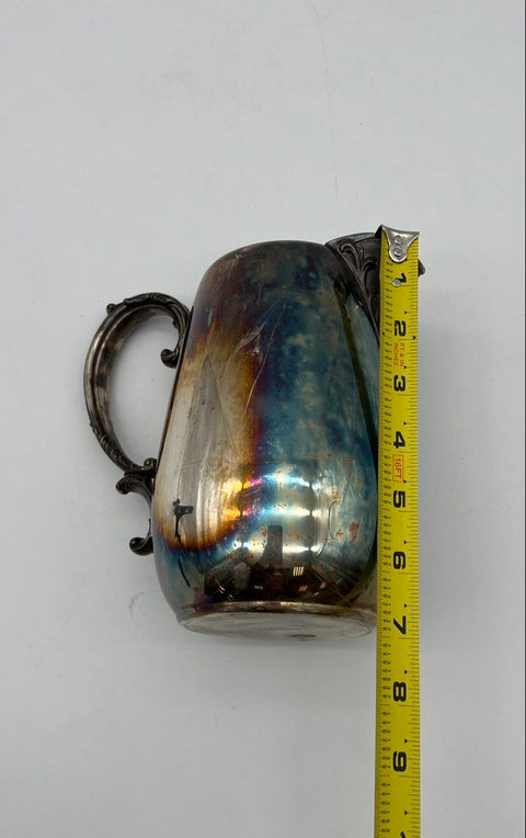 WM Rogers Silver Plate Water Pitcher Ornate Scroll Handle Victorian Vintage