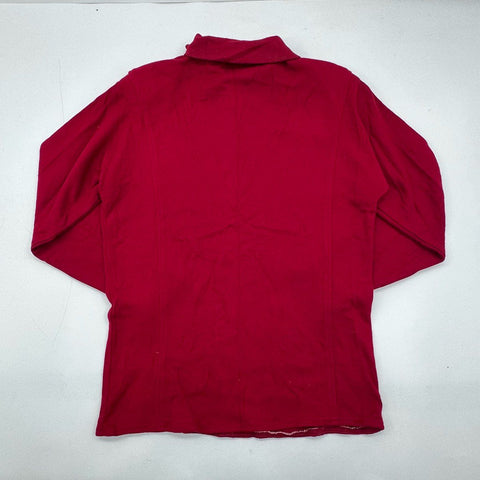 Vintage 80s Anne Klein Red 1/4 Zip Knit Top Shoulder Pads ILGWU USA Sz S