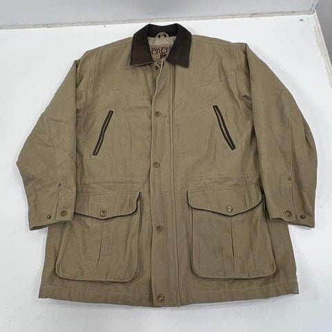Madison Creek Outfitters Men's Tan Canvas Barn Coat Leather Collar Jacket Size M
