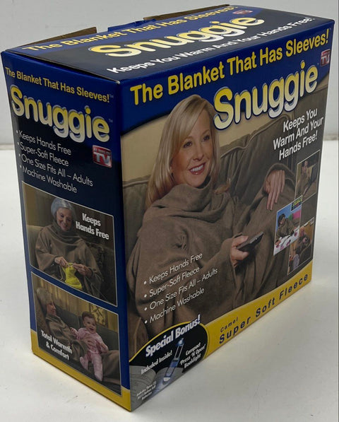 Snuggie Adult Blanket with Sleeves Camel Super Soft Fleece New NIB One Size
