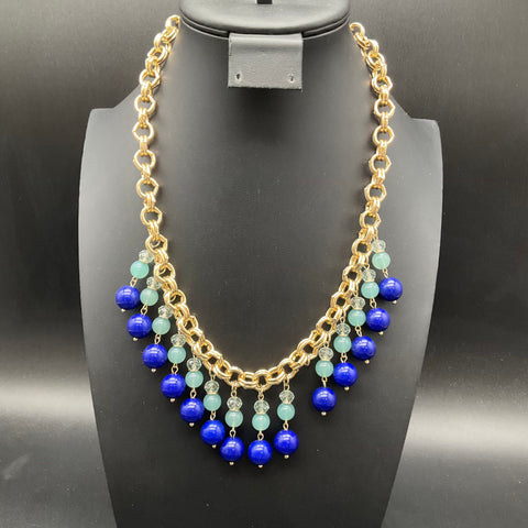 Ann Taylor Beaded Necklace Lot 3 Floral Enamel Fringe Gold Silver Tone Signed