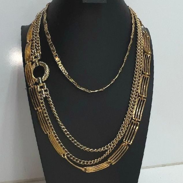 Lot Of Costume Gold Tone Jewelry Thick Statement Pieces Chains Necklaces