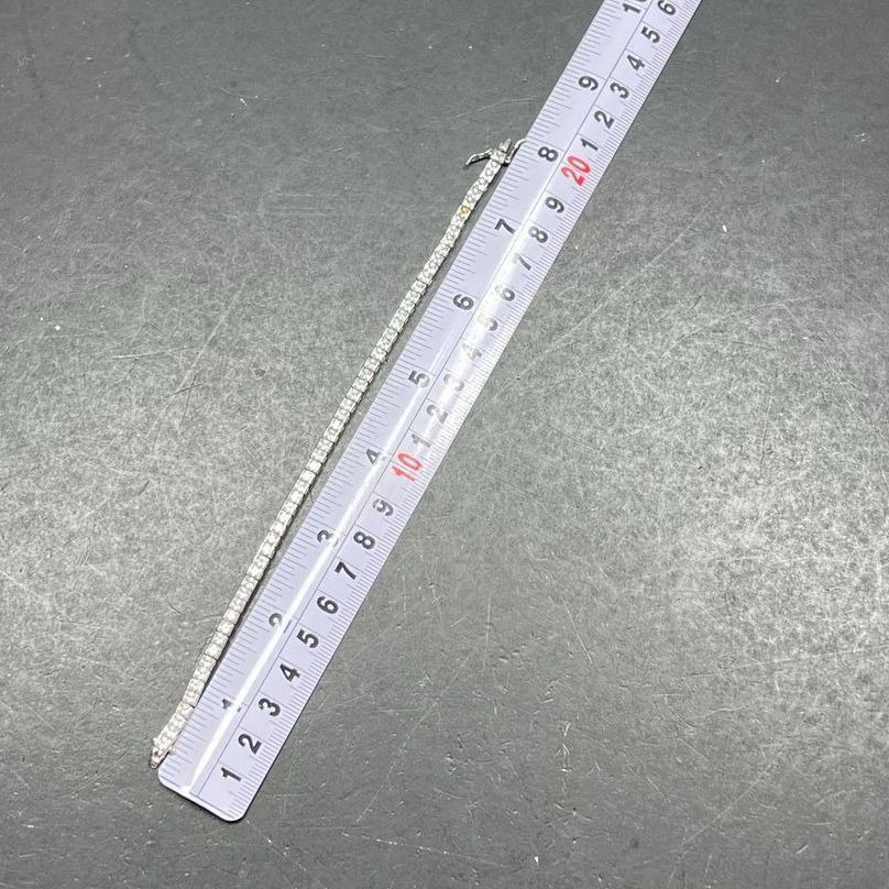 Sterling Silver Square Tennis Bracelet 10.48g