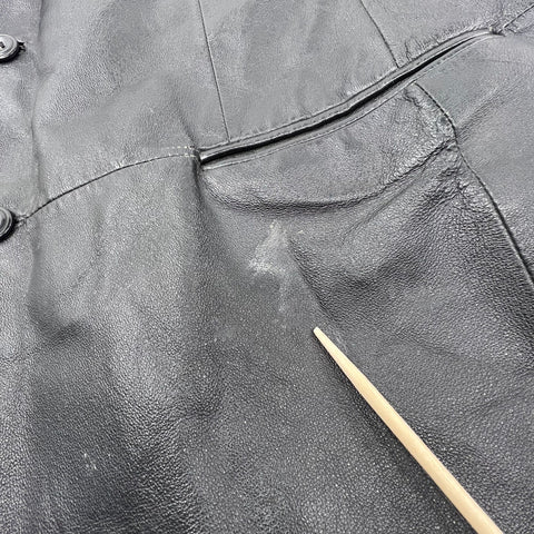 Y2K J. Ferrar Black Leather Blazer Sport Coat Jacket Men's XL