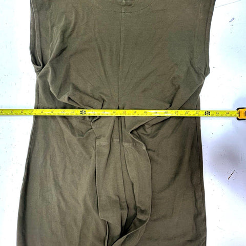 Modern Citizen Women's Midi Dress Olive Organic Cotton Sleeveless Tie Front M